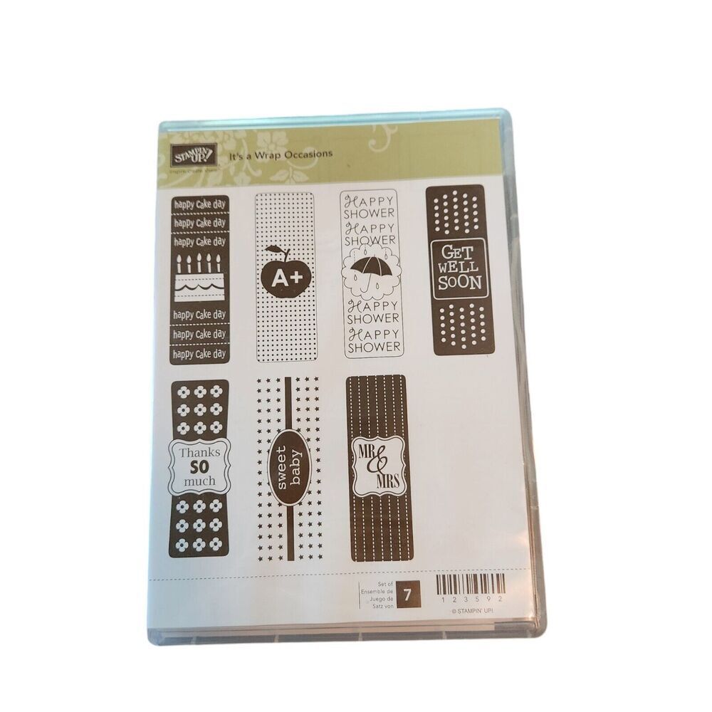 Stampin' Up! Stamp Set IT'S A WRAP‎ OCCASIONS Set of 7 123592 School Shower Bday